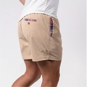 Wowie Men's Tan Shorts with Multicolor Accents